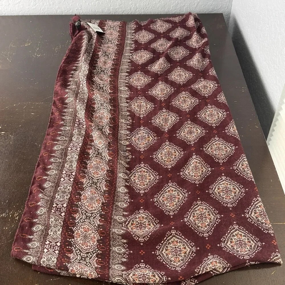 Cejon Large Red & White Scarf 77”x37” Rectangular Burgundy Shawl Polyester Wrap